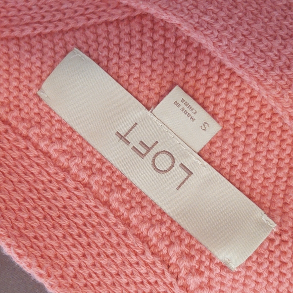 Loft Double V Neck Button Front Cotton Knit Tank Top Coral S - Picture 5 of 9